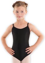 Dancer Dancewear Balletpakje glans | Van Glanslycra | "Giselle" | Zwart | Meisje | Met Spaghettibandjes | Maat 140 | 12 jaar