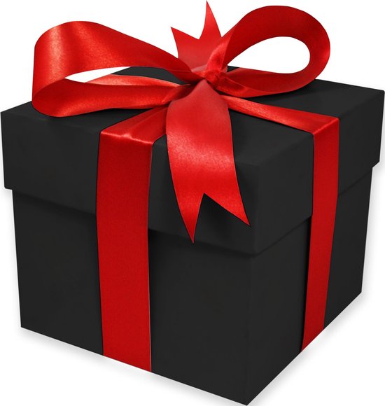lekkage Pool woestenij Grote geschenkdoos met deksel en rode strik | Zwarte doos | Vierkante doos  | 25cm |... | bol.com