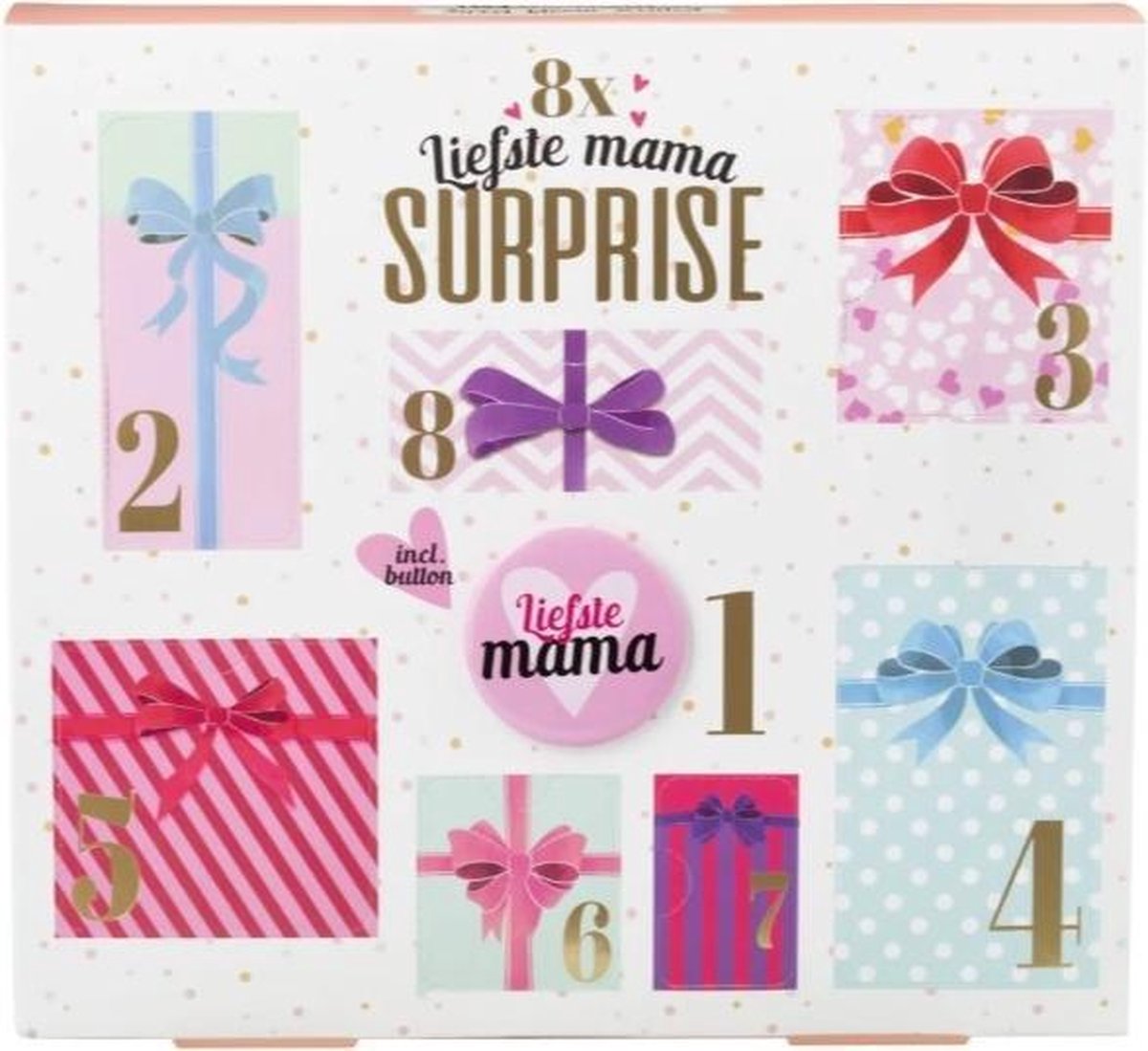 Liefste Mama Suprise Huidverzorging Geschenkset - 8 Delig - Inclusief Liefste Mama Button
