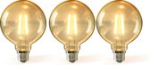 Aigostar LED Filament G125 6W - E27 fitting - 2200K - Amber - Set van 3 stuks