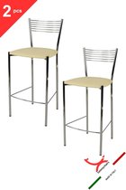 Tommychairs Elegance - Eetkamerstoelen - Set van 2 - Chroom & Zand - Kunstleer