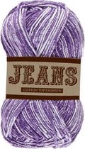 Lammy yarns Jeans gemeleerd katoen garen - paars met wit (04) - naald 3,5 a 4mm