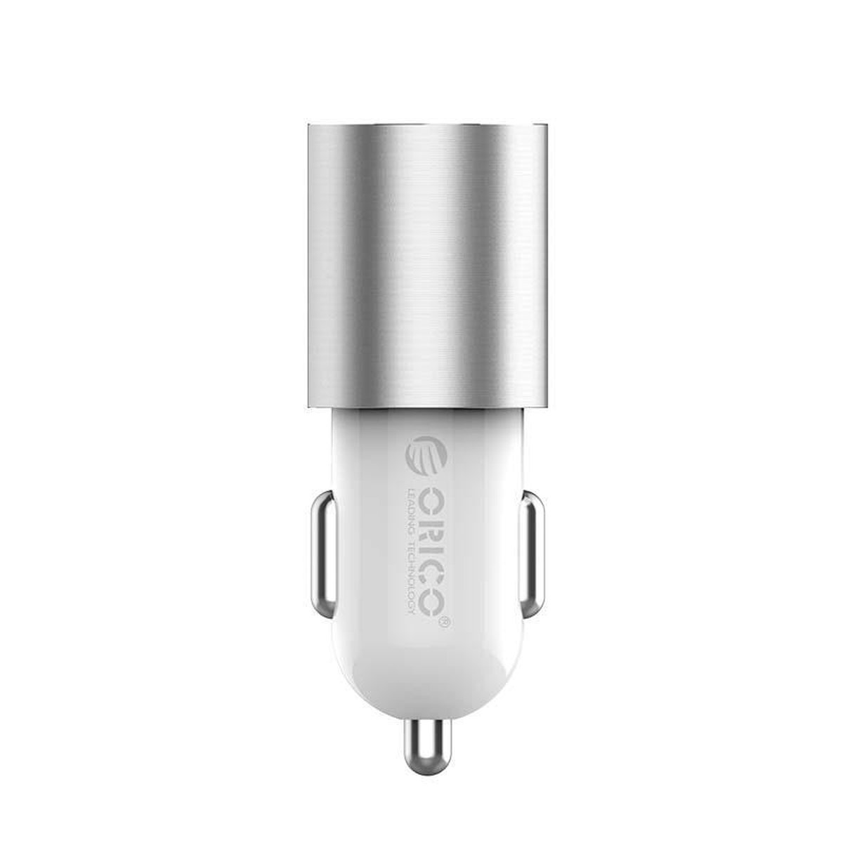 Autolader met Type-C en Type-A poorten – 12V/24V – 3.1A – 15,5W – Zilver