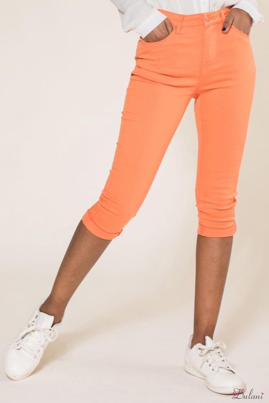 Kuitbroek Dulani capri model hoge taille oranje | bol.com