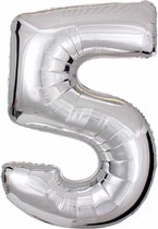 DW4Trading® Cijfer ballon 5 zilver 40cm