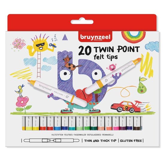 Bruynzeel Kids Twin Point viltstiften set 20 - BRUYNZEEL