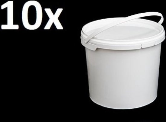 10 x Plastic emmer rond 5,5 Liter | Wit met deksel | bol.com
