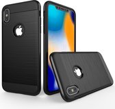 Brushed Texture Shockproof Rugged Armor Beschermhoes voor iPhone XS Max (Zwart)