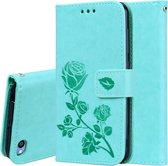 Rose reliÃ«f horizontale flip PU lederen tas voor Geschikt voor Xiaomi Redmi Go, met houder en kaartsleuven en portemonnee (groen)