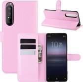 Voor Sony Xperia 1 II Litchi Texture Horizontal Flip beschermhoes met houder & kaartsleuven & portemonnee (roze)