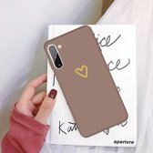 Voor Galaxy Note10 Golden Love Heart Pattern Frosted TPU beschermhoes (kaki)