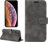 Schaapstang Materiaal Horizontaal Flip PU-lederen tas voor iPhone XS, met houder & kaartsleuf & portemonnee & fotolijst (zwart)