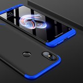 GKK Xiaomi Redmi Note 5 Pro Driefasige splitsing 360 graden volledige dekking PC-beschermhoes Achterkant (zwart + blauw)