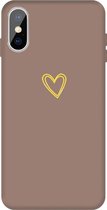 Voor iPhone XS Max Golden Love-heart Pattern Colorful Frosted TPU Phone Protective Case (Khaki)