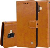 Business Style Oil Wax Texture Horizontal Flip Leather Case voor Galaxy A6 (2018), met houder & kaartsleuven & portemonnee (bruin)