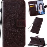 Geperst Printing Sunflower Pattern Horizontal Flip PU Leather Case voor Huawei Nova 5i / P20 Lite (2019), met houder & kaartsleuven & portemonnee & lanyard (bruin)