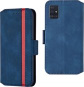 Voor Galaxy A51 Retro Frosted Oil Side Horizontal Flip Case met houder en kaartsleuven (blauw)
