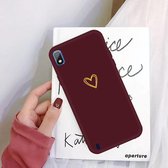 Voor Galaxy A10 Golden Love Heart Pattern Frosted TPU beschermhoes (wijnrood)