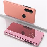 Voor Moto G8 Power Plated Mirror Horizontale Flip Leather Case met houder (Rose Gold)