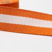 5 meter Gestreepte Tassenband 30mm Oranje / Wit