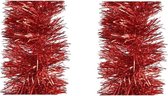 4x stuks rode folie slingers/guirlandes 270 x 10 cm - kerstboomslingers/kerstguirlandes  - Kerstboomversiering rood