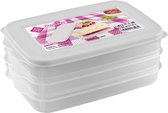 3x Boîte de produits carnés plateaux de conservation transparent / blanc - 26 x 16 x 10 cm - Plateaux produits carnés - Boîte de rangement pour garniture sandwich