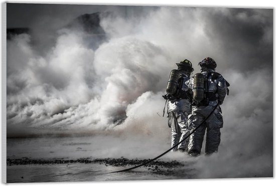 Plexiglas -Brandweermannen in Zilveren Pakken- (Met Ophangsysteem)