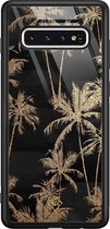 Samsung S10 hoesje glass - Palmbomen | Samsung Galaxy S10 case | Hardcase backcover zwart