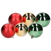 12x Kerstboom decoratie - kerstballen mix rood/groen 7 cm