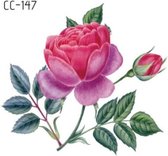 Temporary tattoo | tijdelijke tattoo | fake tattoo | rood paarse rozen met bladeren | 60 x 60 mm