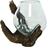 Glazen vaas met takdecoratie | 10x10x10cm