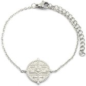 Armband Dames - Munt - RVS - Lengte Verstelbaar 16-21 cm - Zilverkleurig