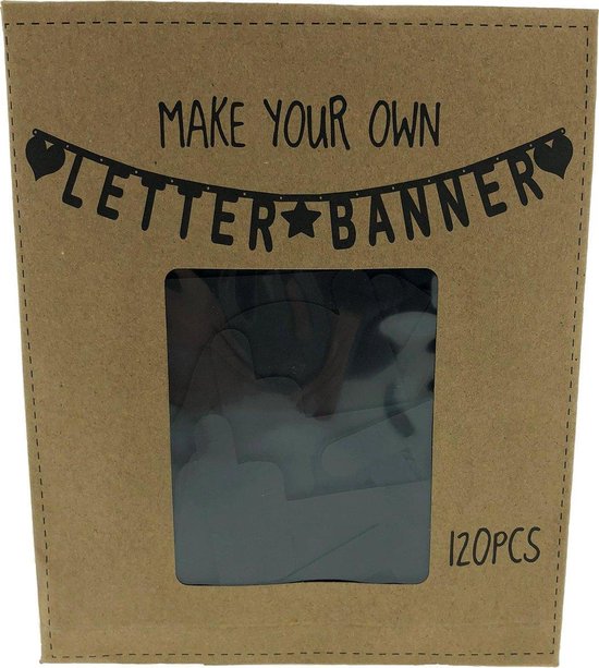 Make your own letter banner, maak je eigen letter slinger  120pcs - Zwart