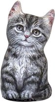 Mini katten deurstopper grijze Tabby 23 x 13 x 8 cm - Deurstoppers