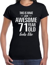 Awesome 71 year / 71 jaar cadeau t-shirt zwart dames 2XL