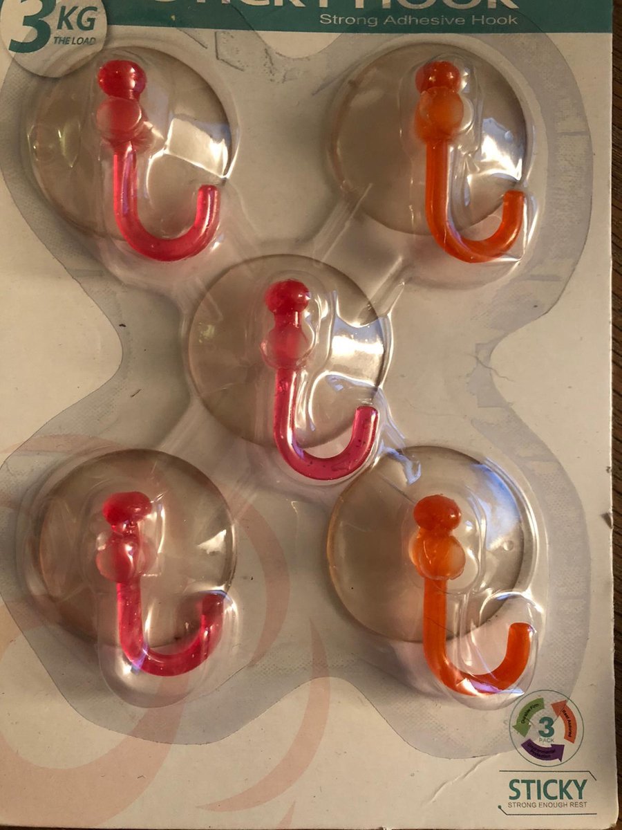Handoek haakjes 5 stuks zuignap doorzicht haken 4 cm rondom / 3 x roze - 2 x oranje