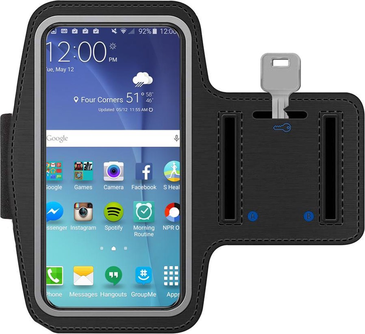 MMOBIEL Sport / Hardloop Armband - voor Samsung - Ook Geschikt voor iPhone, Huawei, Xiaomi etc. - Lengte 140 mm & Breedte 75 mm - Zwart