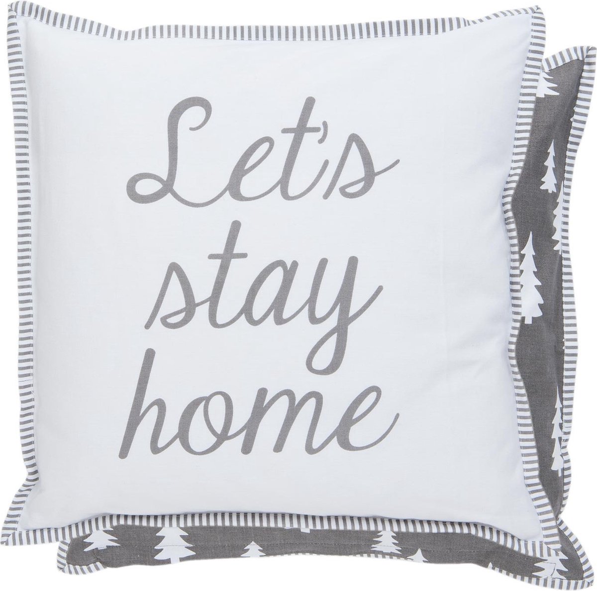 Clayre & Eef Kussenhoes LSH21 40*40 cm Grijs Katoen Vierkant Sierkussenhoes