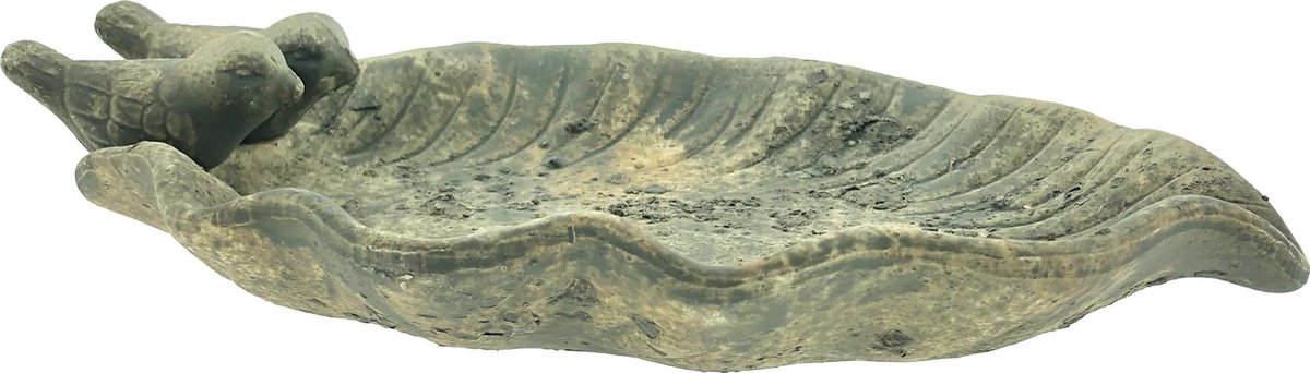Vogelbad voederschaal Vogels op blad 25 x 15 x 4cm