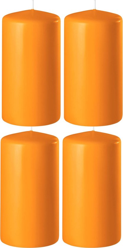 4x Oranje cilinderkaarsen/stompkaarsen 6 x 10 cm 36 branduren - Geurloze kaarsen oranje - Woondecoraties