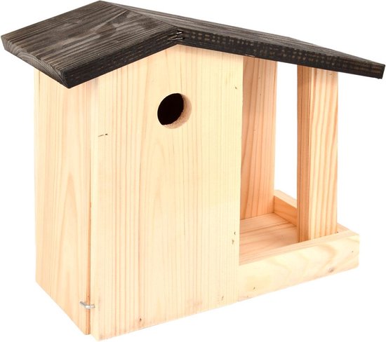 Houten vogelhuisje/nestkastje voedertafel - Vurenhouten vogelhuisjes  tuindecoraties -... | bol.com