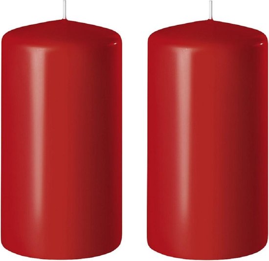 2x Rode cilinderkaarsen/stompkaarsen 6 x 8 cm branduren - Geurloze kaarsen rood -... | bol.com