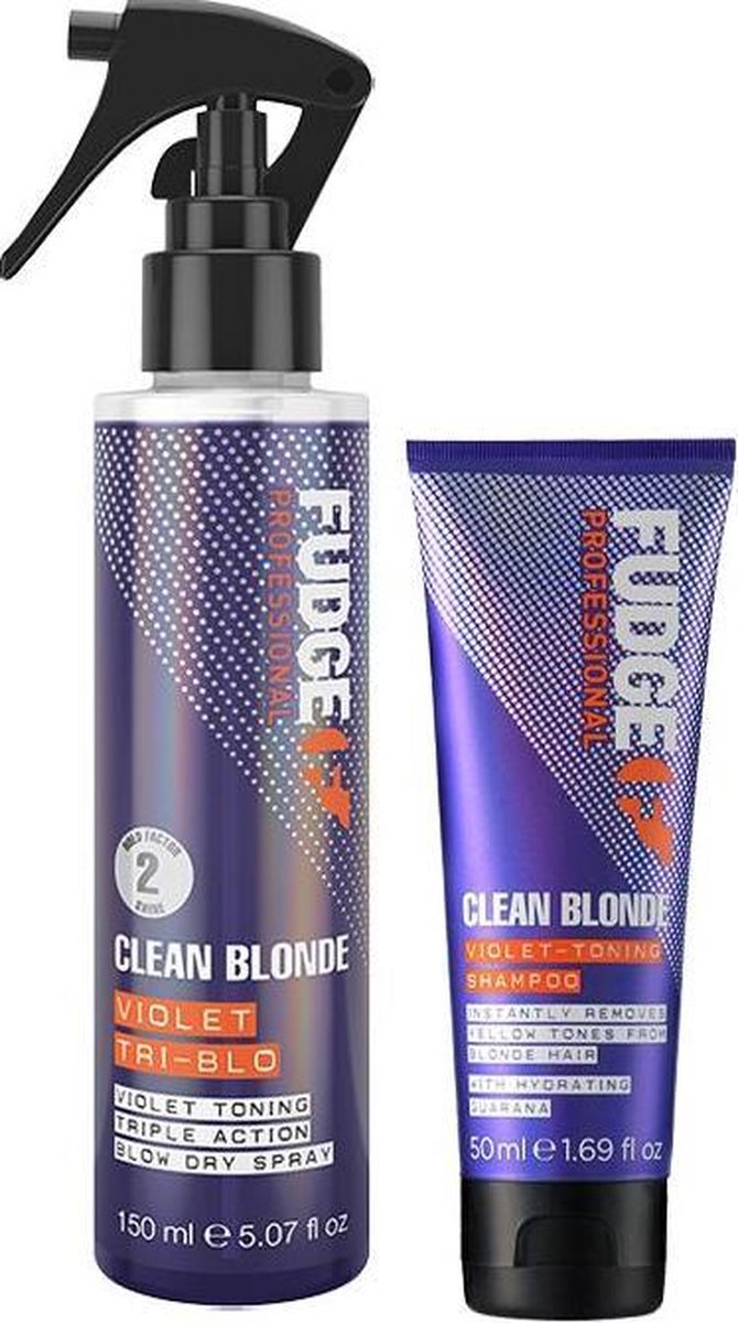 Fudge Professional - Haarlak - Tri-Blo Violet 150ml & Clean Bl. Violet Shampoo 50ml