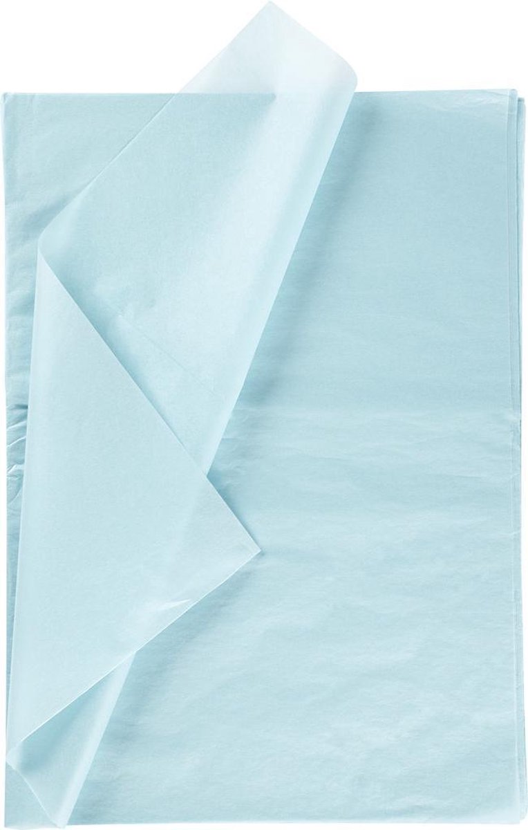Creativ Company Tissuepapier - zijdepapier - crepepapier - vloeipapier - lichtblauw - verpakken - decoreren - knutselen - 50x70 cm - 14 gram - 25 vellen afbeelding