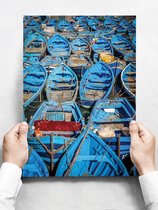 Wandbord: Blauwe Vintage Boten  - 30 x 42 cm
