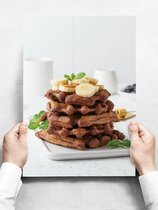 Wandbord: Chocolade bananenwafels met honingdressing - 30 x 42 cm