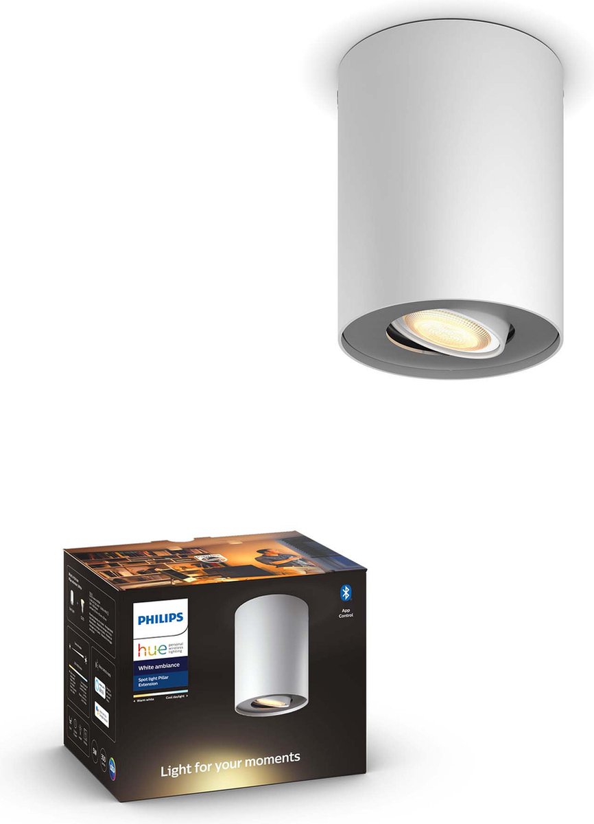 Philips Hue Pillar opbouwspot - warm tot koelwit licht - 1-spot - wit - Philips Hue
