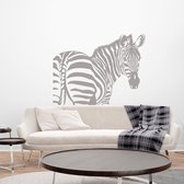 Muursticker Zebra -  Zilver -  60 x 46 cm  -  slaapkamer  woonkamer  dieren - Muursticker4Sale