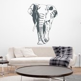 Muursticker Olifant -  Donkergrijs -  87 x 120 cm  -  slaapkamer  woonkamer  dieren - Muursticker4Sale