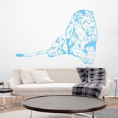 Muursticker Leeuw -  Lichtblauw -  120 x 81 cm  -  slaapkamer  woonkamer  dieren - Muursticker4Sale